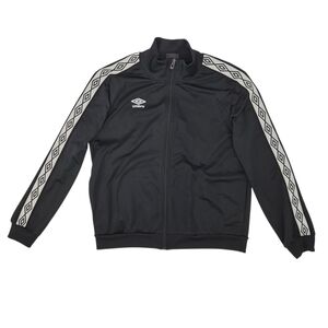 Umbro Black Logo Tape Track Jacket Men’s Large Y2K Retro Soccer Zip Up